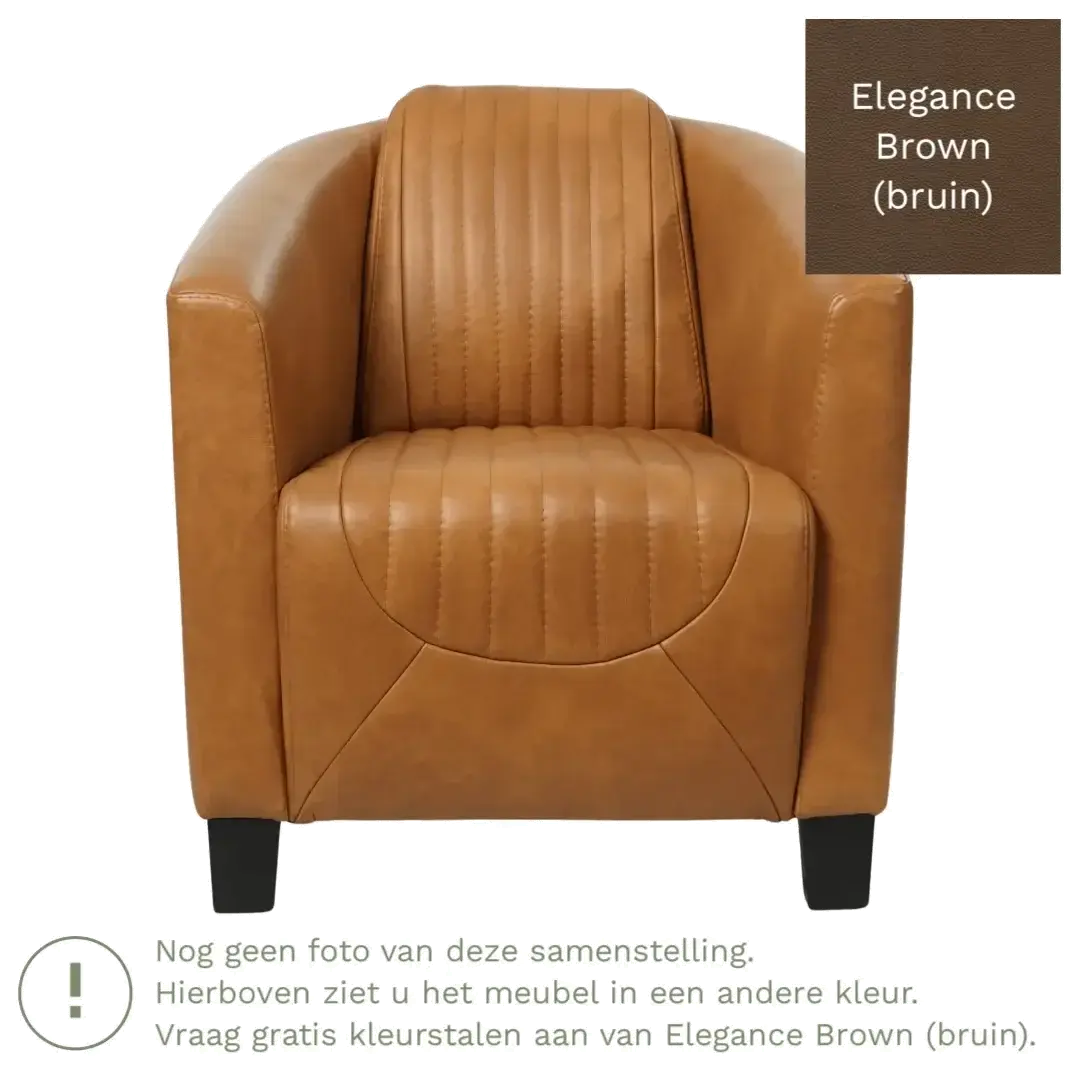 afbeelding van Leren fauteuil Press Special - Elegance Brown (bruin) - Poten hout zwart