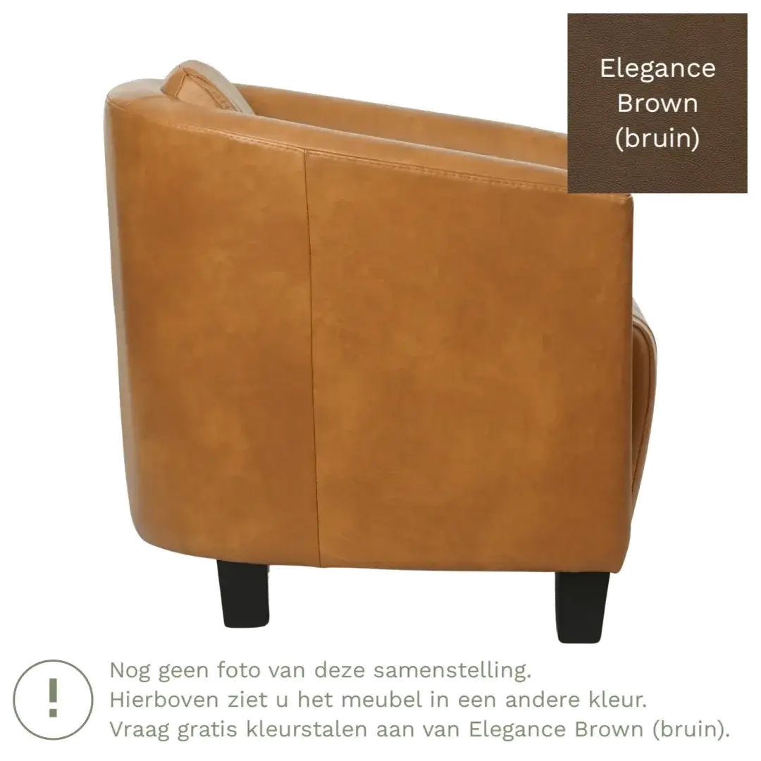 afbeelding van Leren fauteuil Press Special - Elegance Brown (bruin) - Poten hout zwart