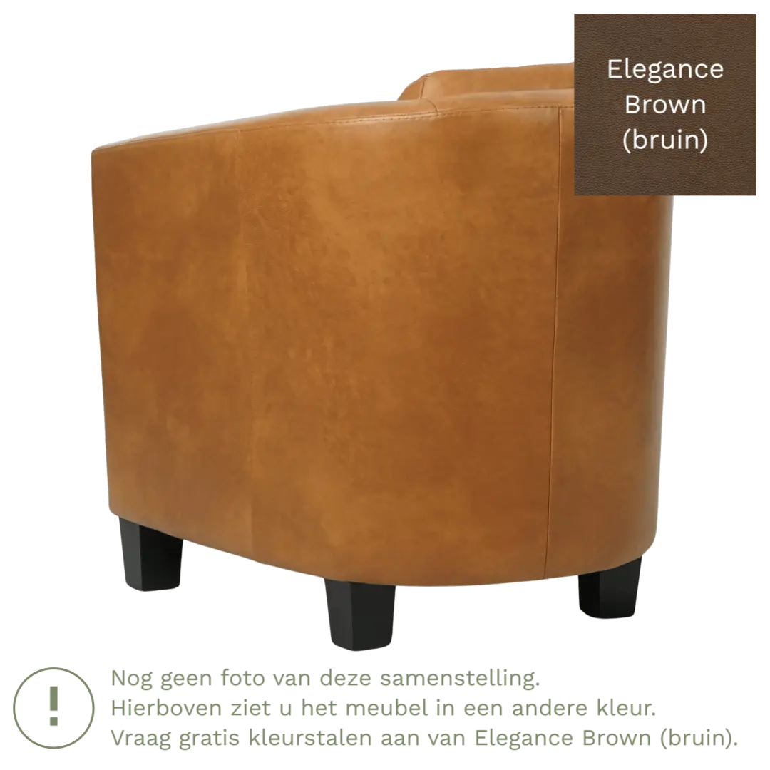 afbeelding van Leren fauteuil Press Special - Elegance Brown (bruin) - Poten hout zwart