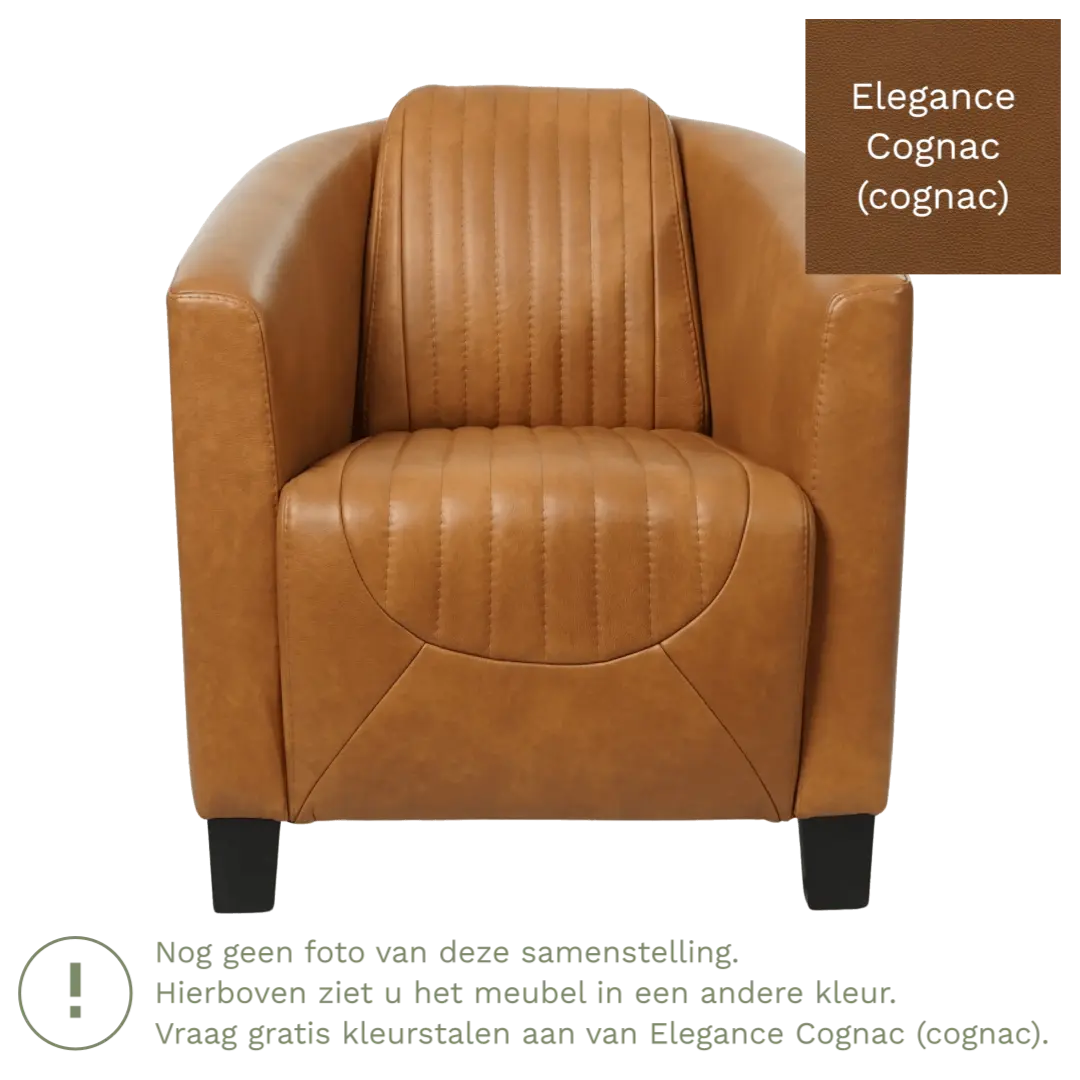 afbeelding van Leren fauteuil Press Special - Elegance Cognac (cognac) - Poten hout bruin