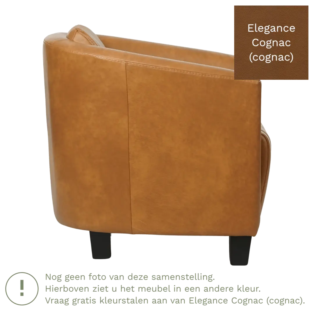 afbeelding van Leren fauteuil Press Special - Elegance Cognac (cognac) - Poten hout bruin