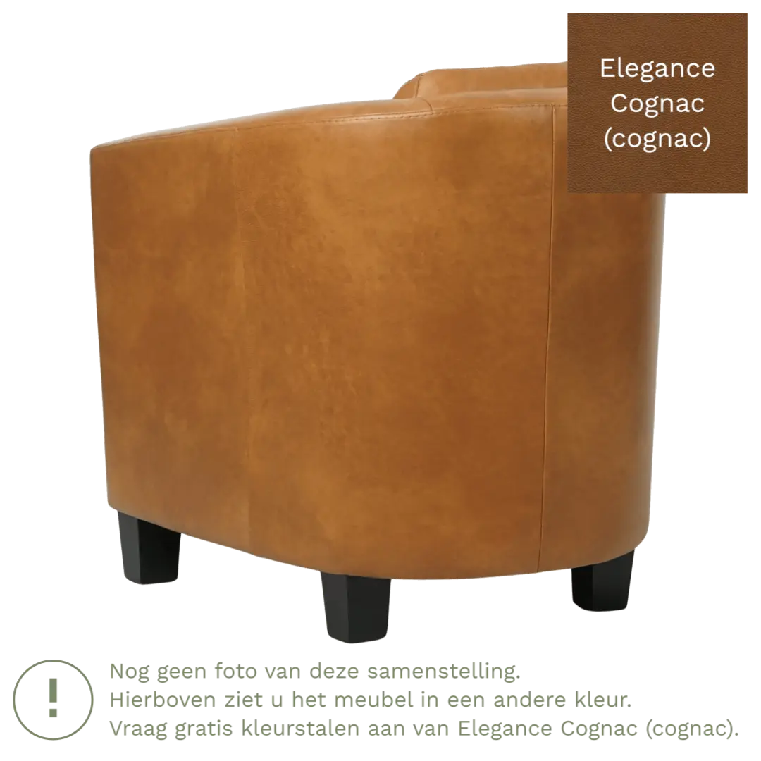 afbeelding van Leren fauteuil Press Special - Elegance Cognac (cognac) - Poten hout bruin