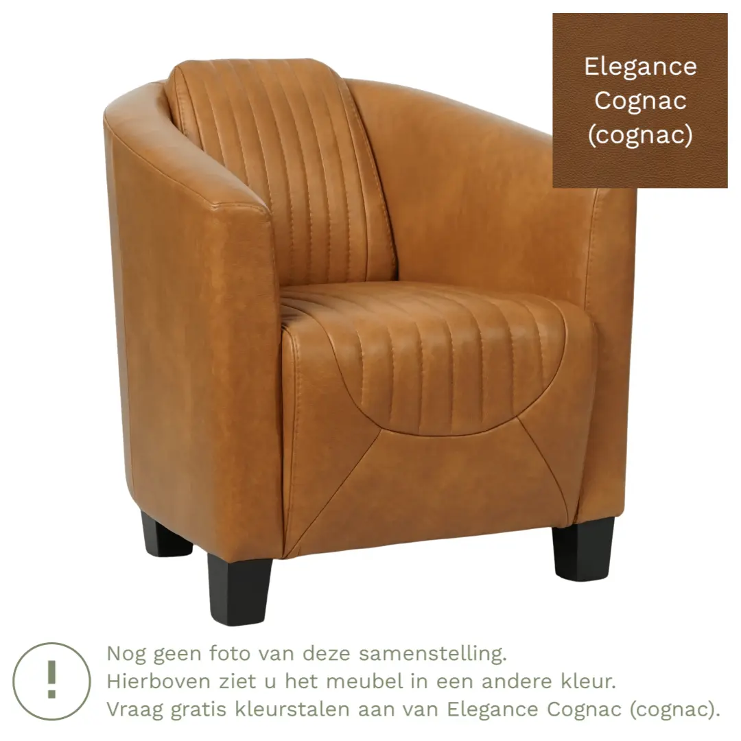 afbeelding van Leren fauteuil Press Special - Elegance Cognac (cognac) - Poten hout zwart