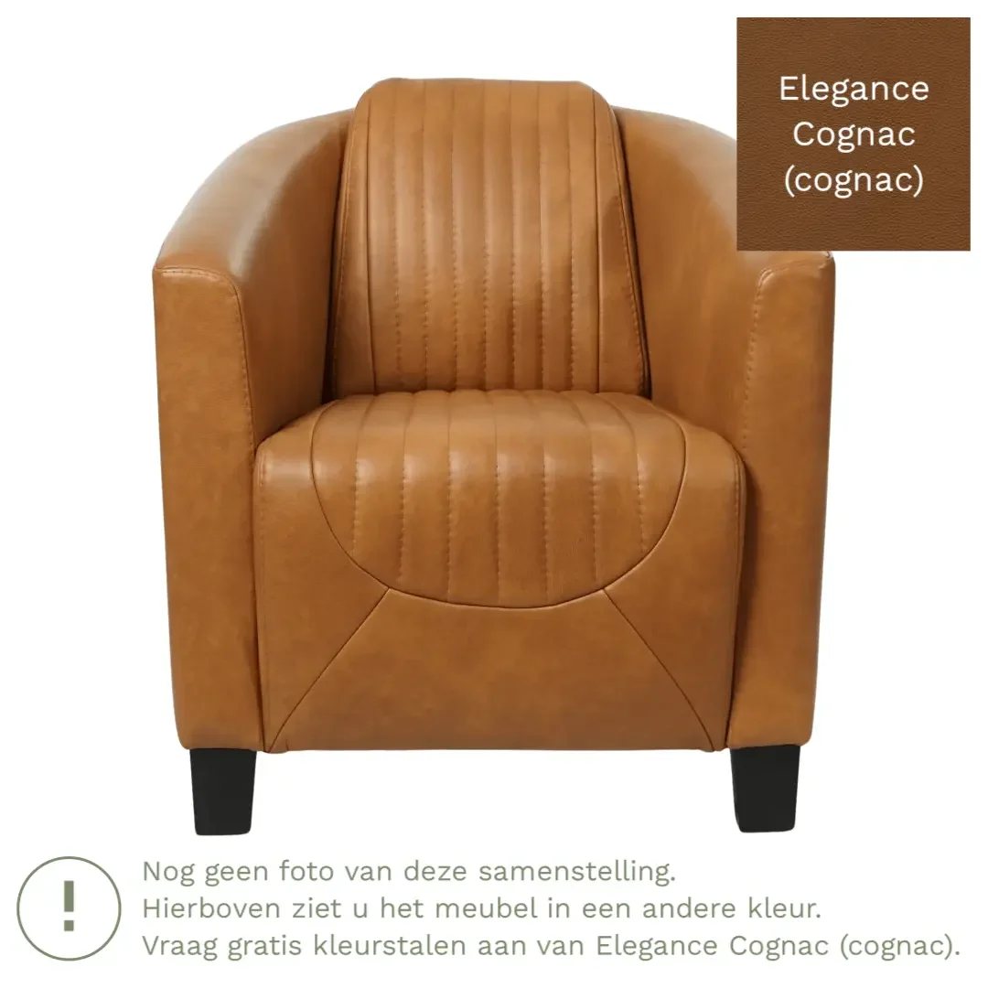 afbeelding van Leren fauteuil Press Special - Elegance Cognac (cognac) - Poten hout zwart