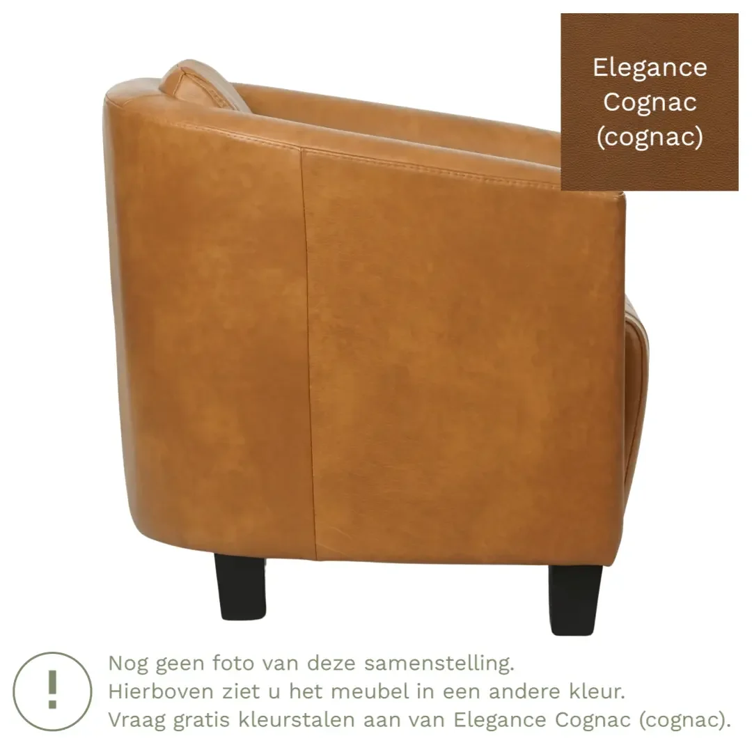 afbeelding van Leren fauteuil Press Special - Elegance Cognac (cognac) - Poten hout zwart
