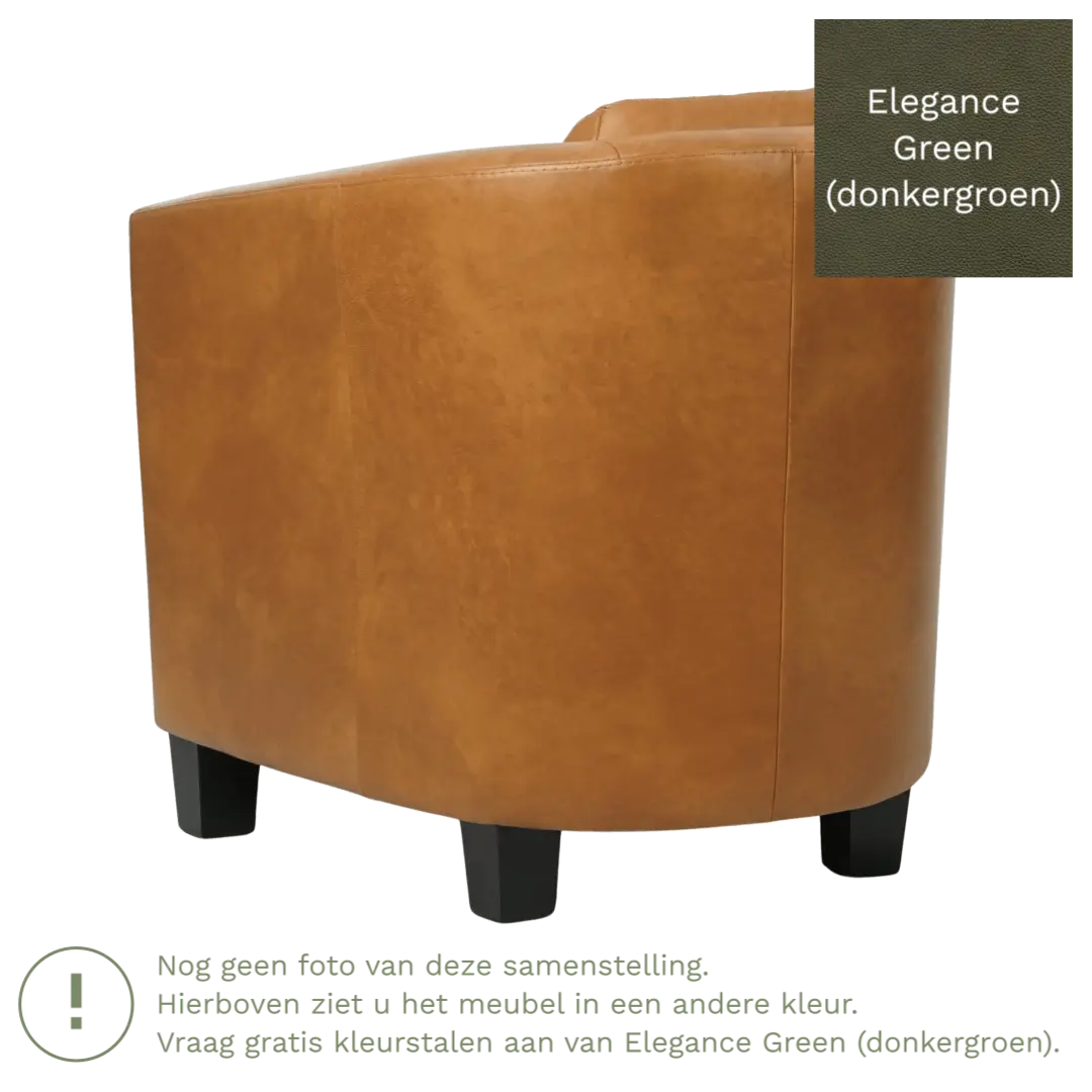afbeelding van Leren fauteuil Press Special - Elegance Green (donkergroen) - Poten hout bruin