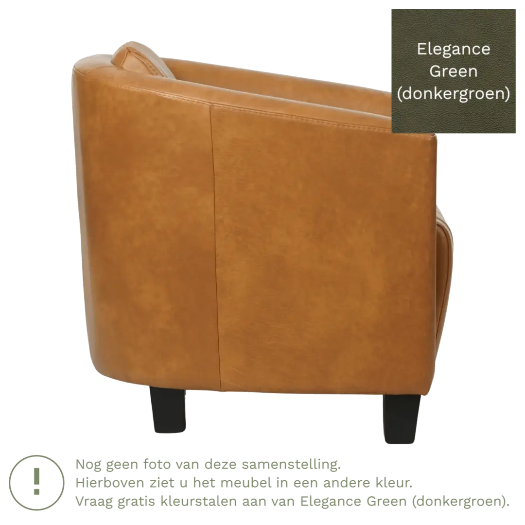 afbeelding van Leren fauteuil Press Special - Elegance Green (donkergroen) - Poten hout zwart