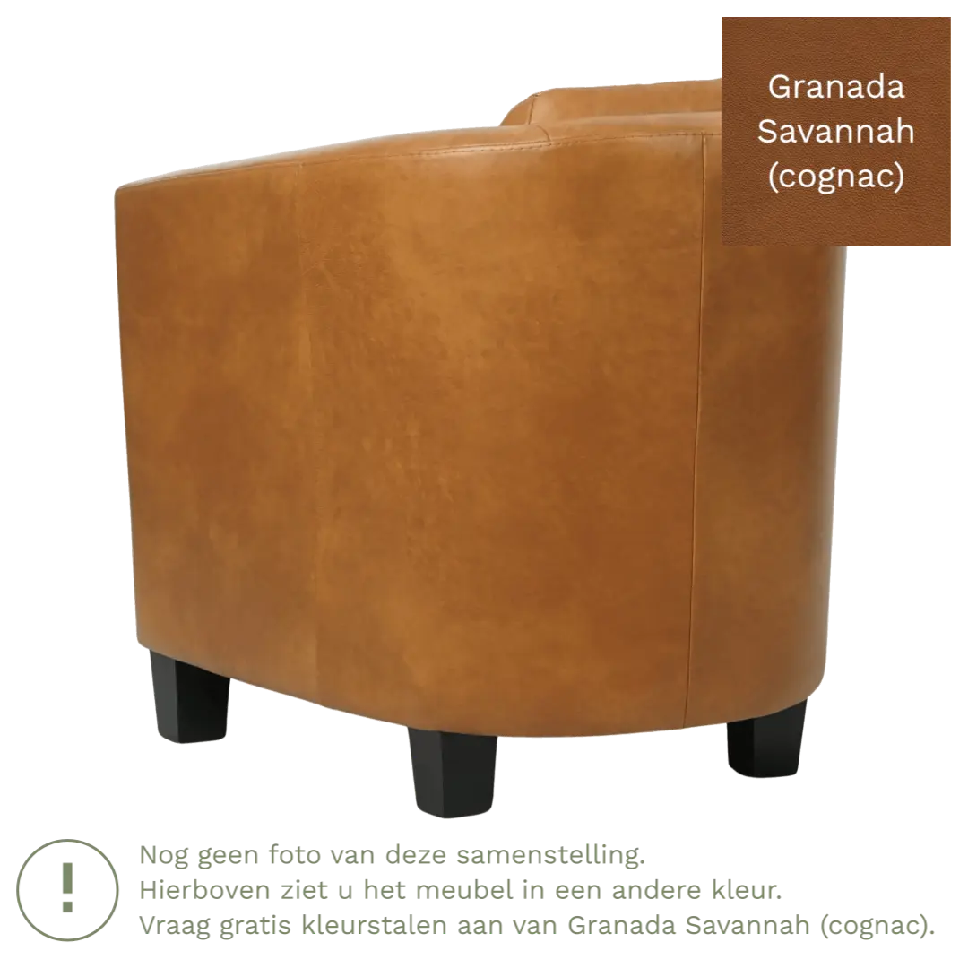 afbeelding van Leren fauteuil Press Special - Granada Savannah (cognac) - Poten hout bruin