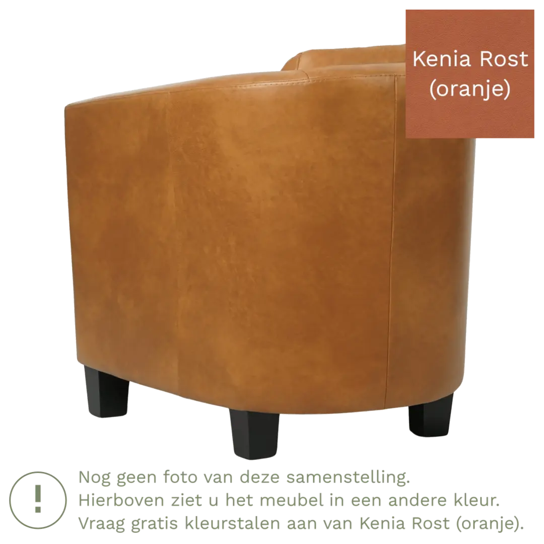 afbeelding van Leren fauteuil Press Special - Kenia Rost (oranje) - Poten hout zwart