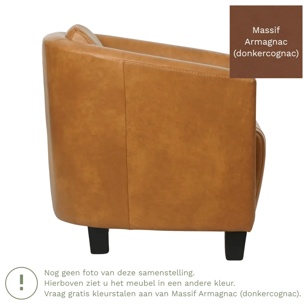 afbeelding van Leren fauteuil Press Special - Massif Armagnac (donkercognac) - Poten hout zwart