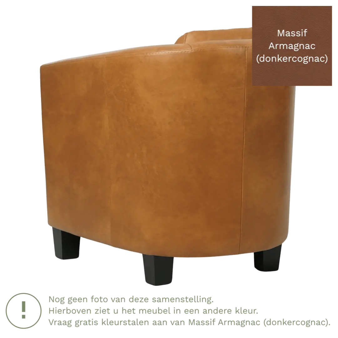 afbeelding van Leren fauteuil Press Special - Massif Armagnac (donkercognac) - Poten hout zwart