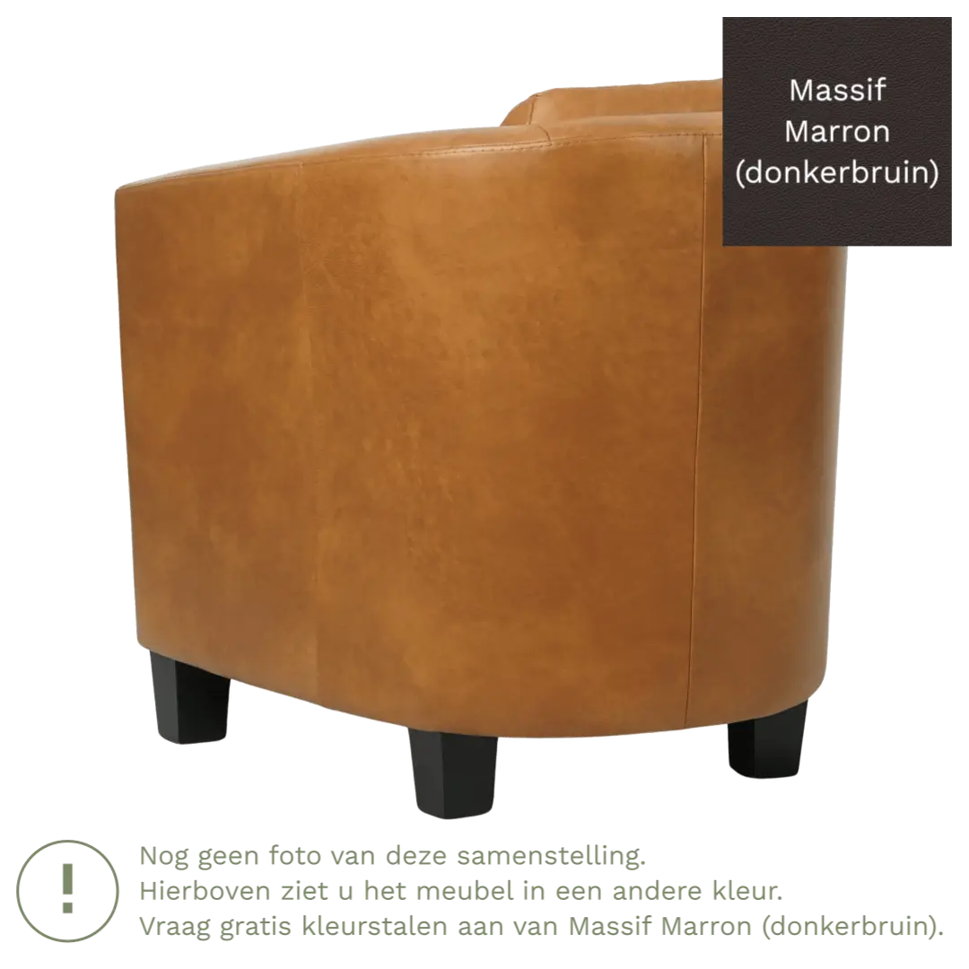 afbeelding van Leren fauteuil Press Special - Massif Marron (donkerbruin) - Poten hout bruin