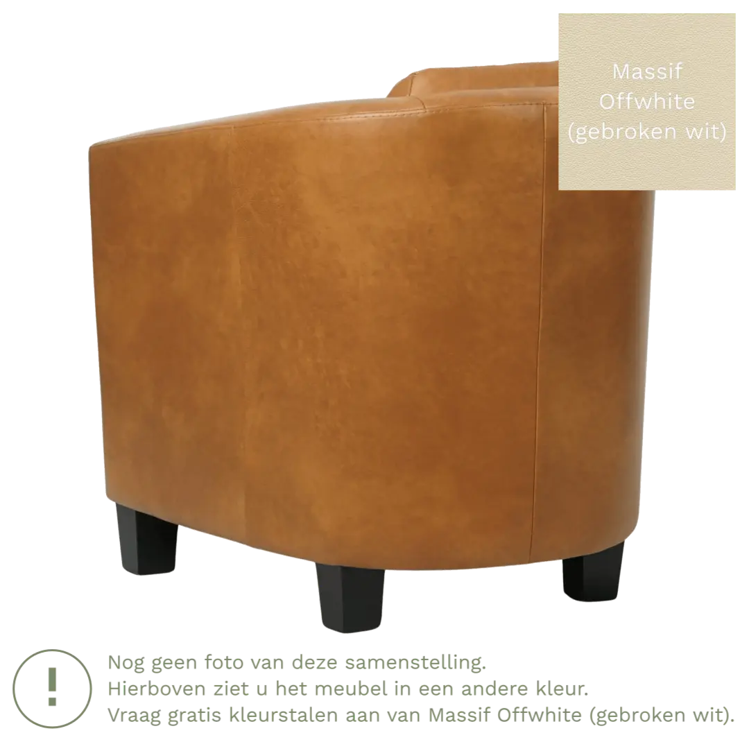afbeelding van Leren fauteuil Press Special - Massif Offwhite (gebroken wit) - Poten hout zwart
