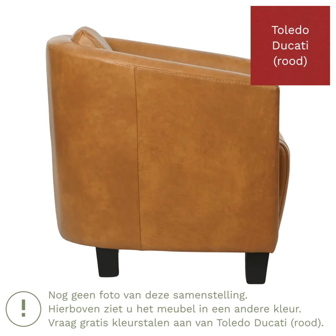 afbeelding van Leren fauteuil Press Special - Toledo Ducati (rood) - Poten hout zwart