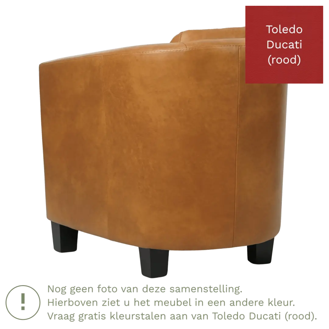 afbeelding van Leren fauteuil Press Special - Toledo Ducati (rood) - Poten hout zwart