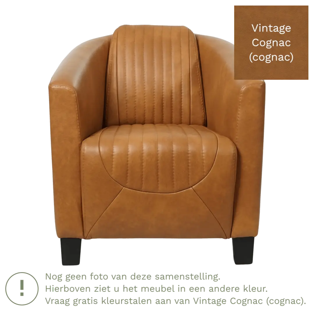 afbeelding van Leren fauteuil Press Special - Vintage Cognac (cognac) - Poten hout zwart