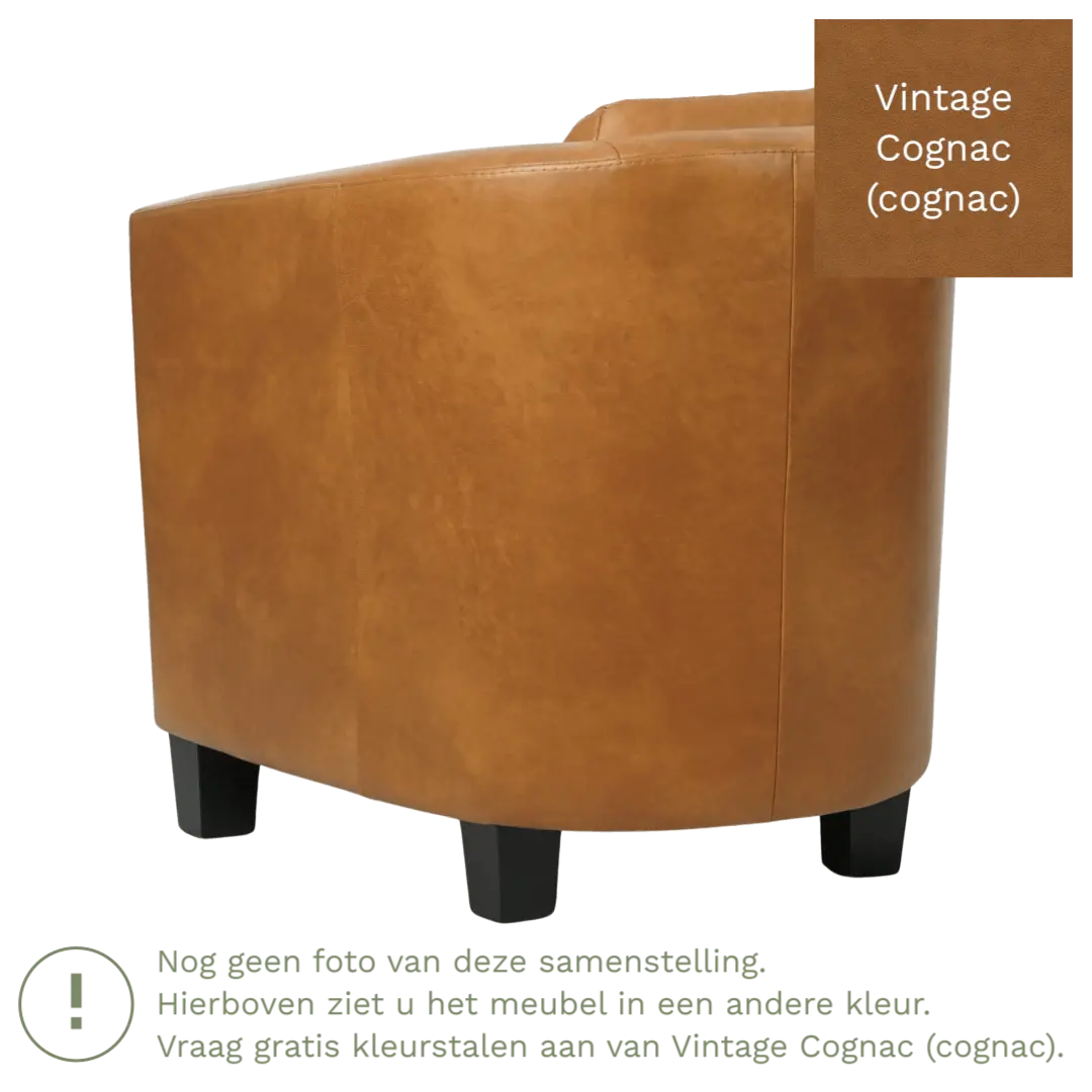 afbeelding van Leren fauteuil Press Special - Vintage Cognac (cognac) - Poten hout zwart