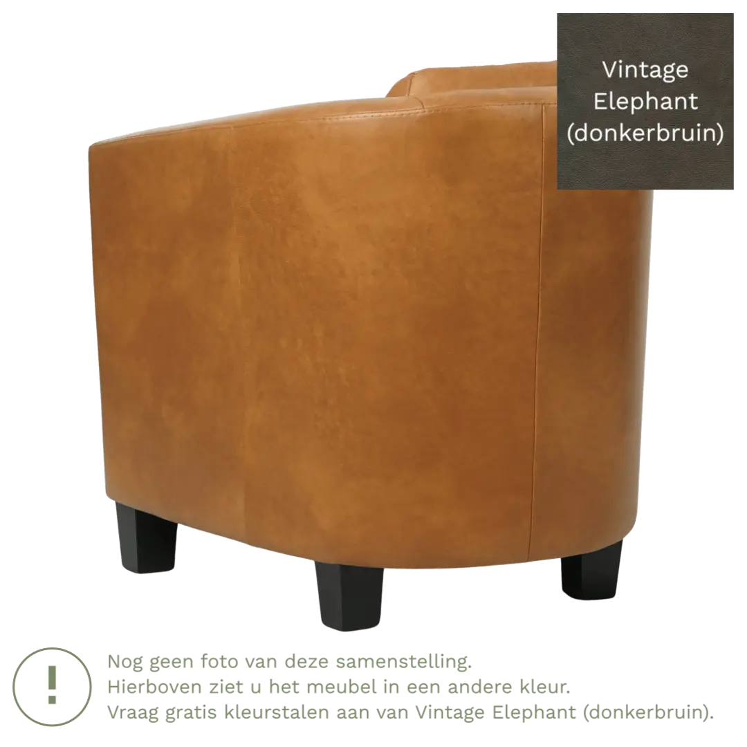 afbeelding van Leren fauteuil Press Special - Vintage Elephant (donkerbruin) - Poten hout bruin