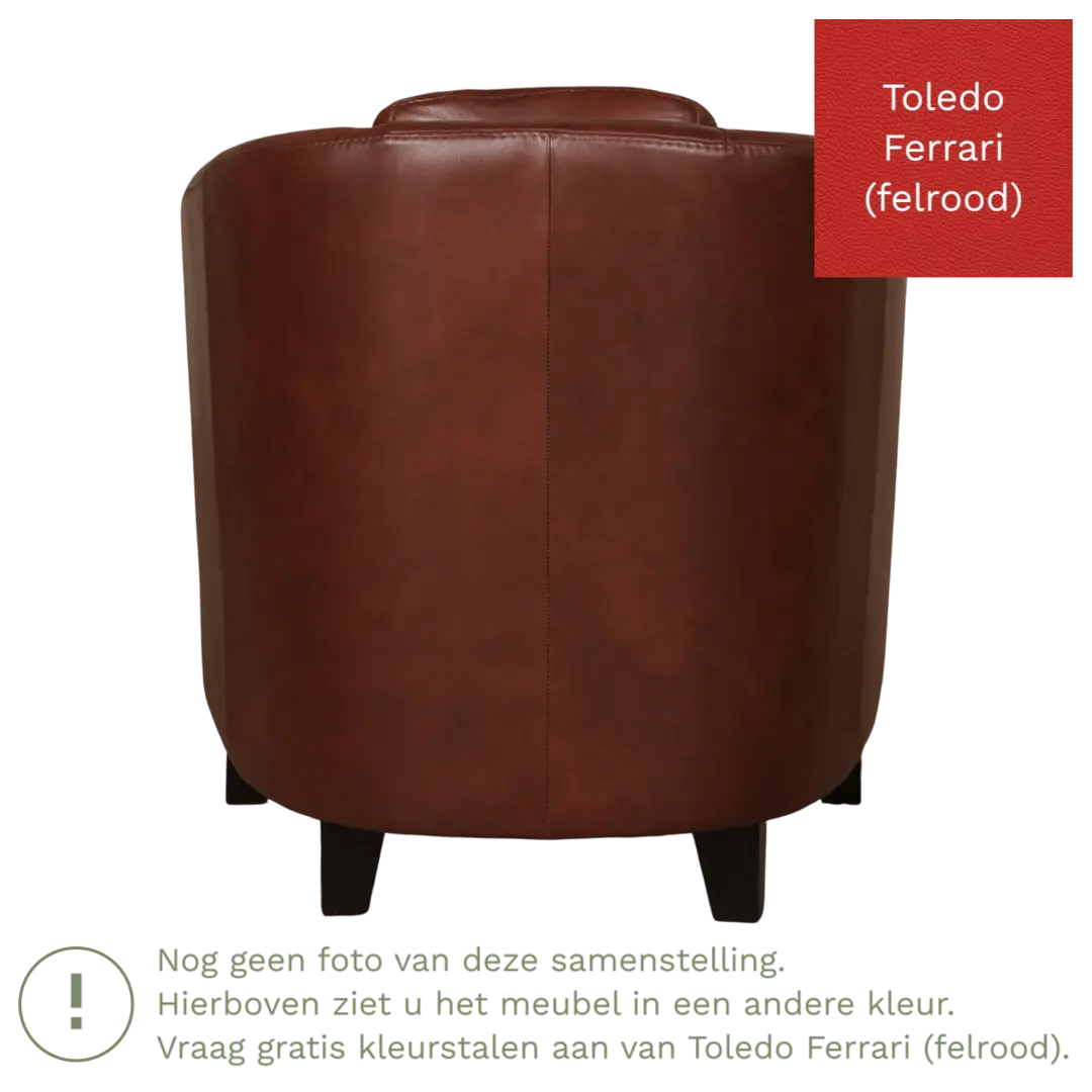 afbeelding van Leren fauteuil Press - Toledo Ferrari (felrood) - Poten hout zwart
