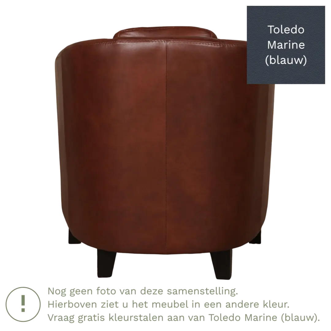 afbeelding van Leren fauteuil Press - Toledo Marine (blauw) - Poten hout zwart