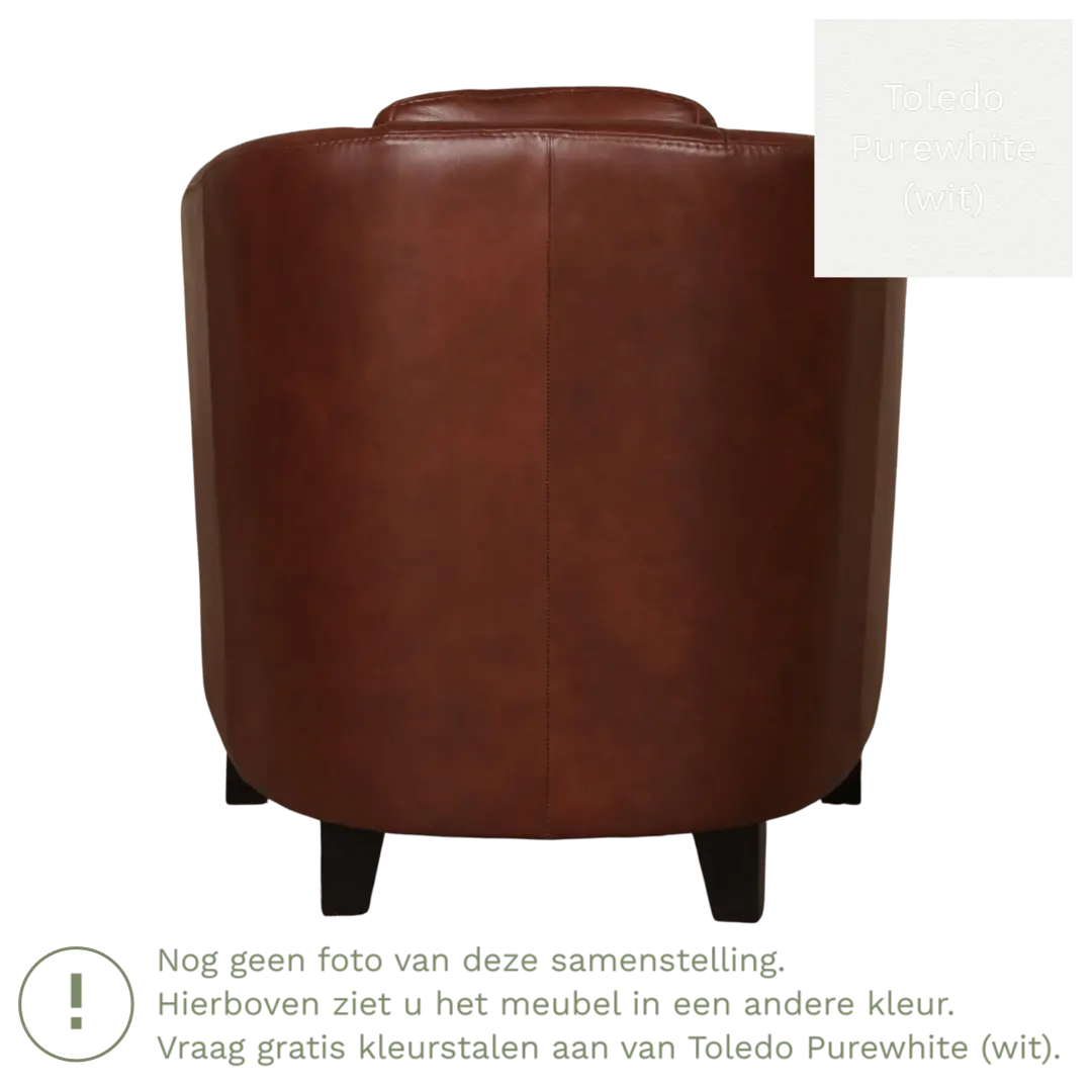 afbeelding van Leren fauteuil Press - Toledo Purewhite (wit) - Poten hout zwart