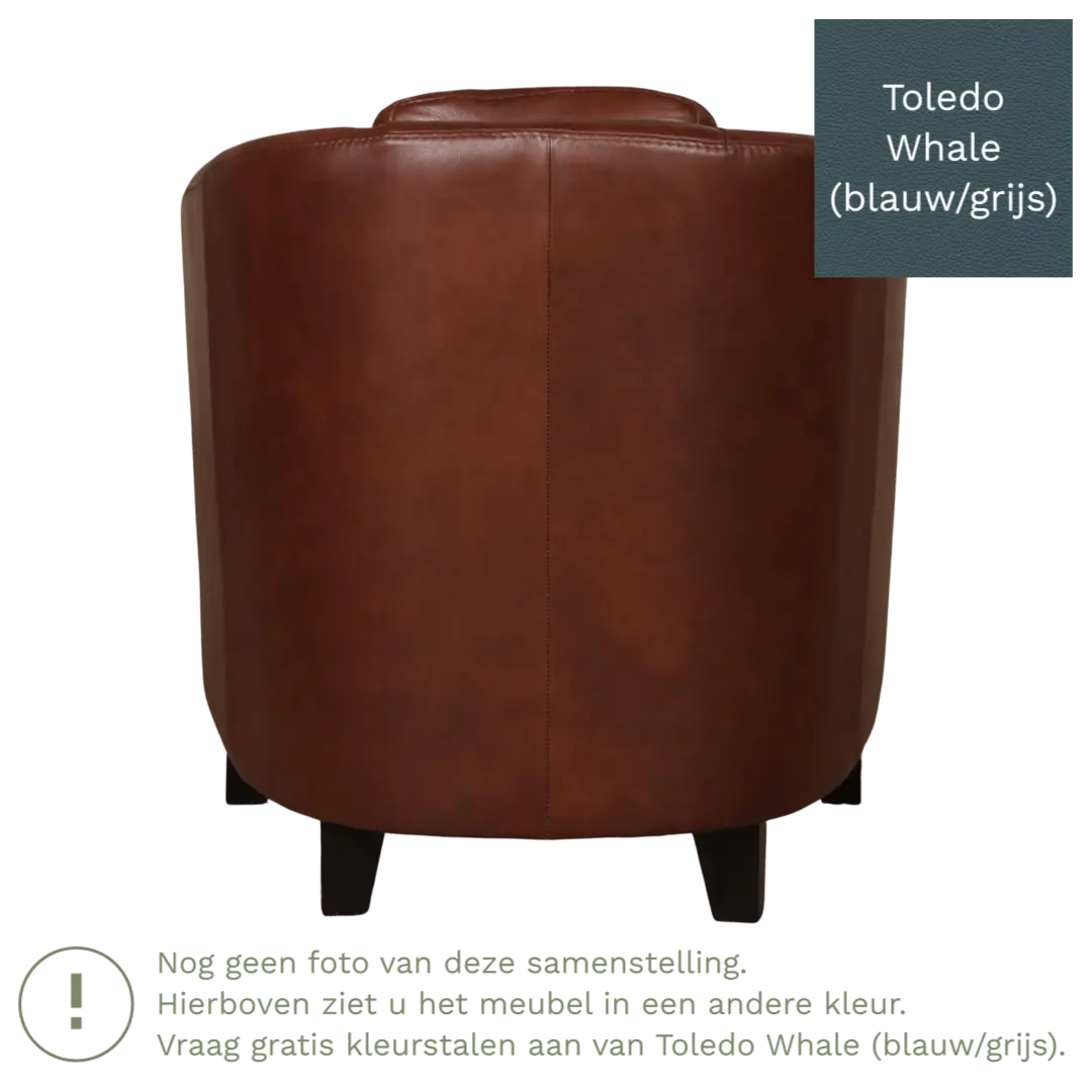 afbeelding van Leren fauteuil Press - Toledo Whale (blauw/grijs) - Poten hout zwart