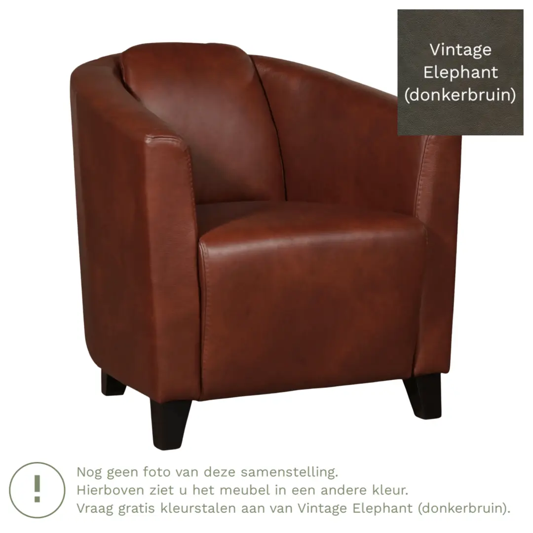 afbeelding van Leren fauteuil Press - Vintage Elephant (donkerbruin) - Poten hout bruin