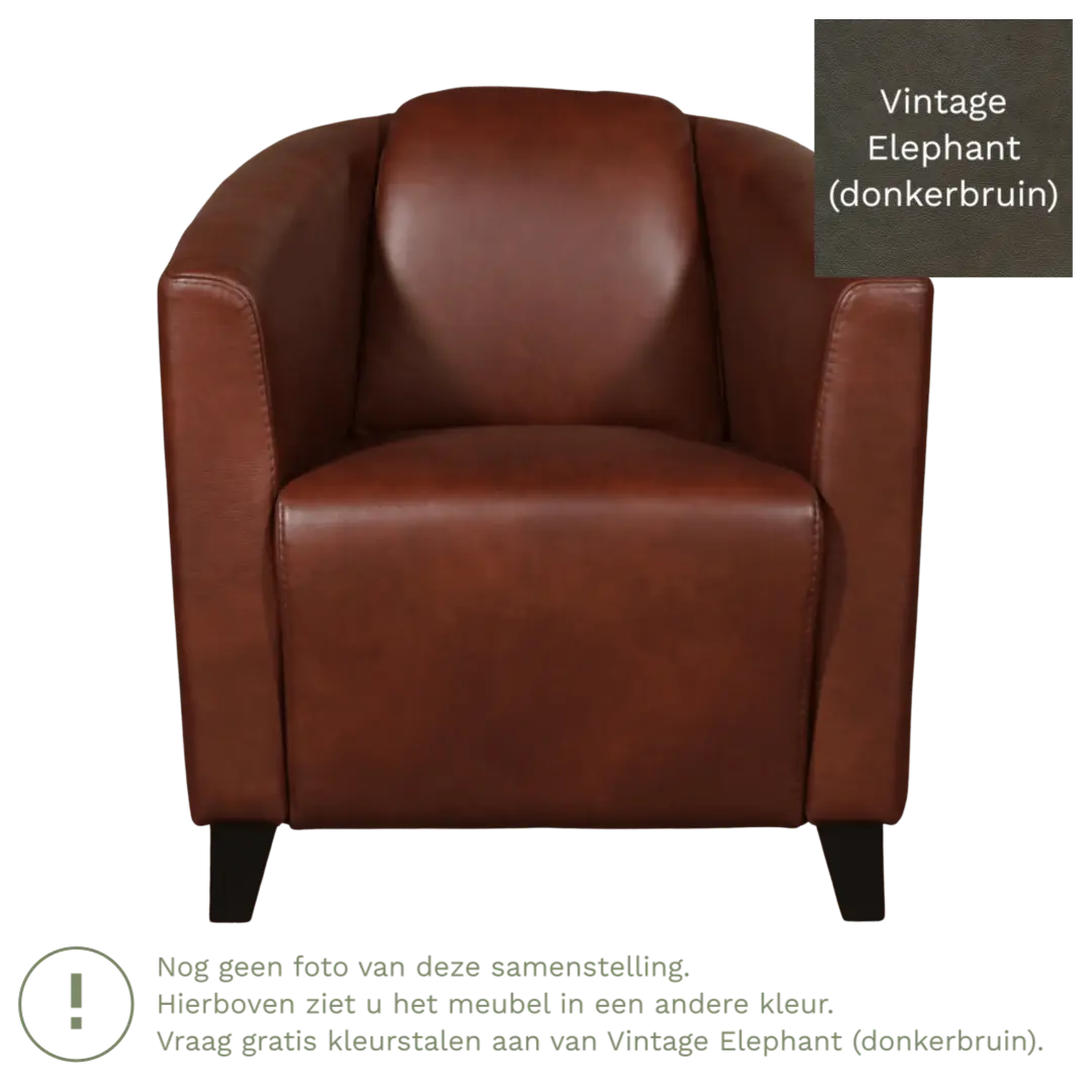 afbeelding van Leren fauteuil Press - Vintage Elephant (donkerbruin) - Poten hout bruin