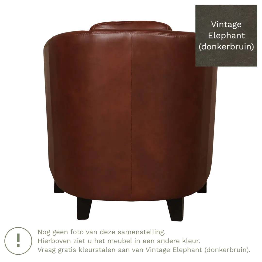 afbeelding van Leren fauteuil Press - Vintage Elephant (donkerbruin) - Poten hout bruin