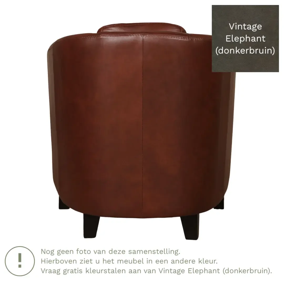 afbeelding van Leren fauteuil Press - Vintage Elephant (donkerbruin) - Poten hout zwart