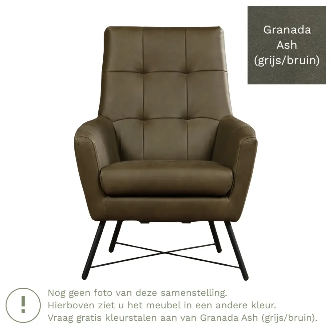 afbeelding van Leren fauteuil Proud - Granada Ash (grijs/bruin)