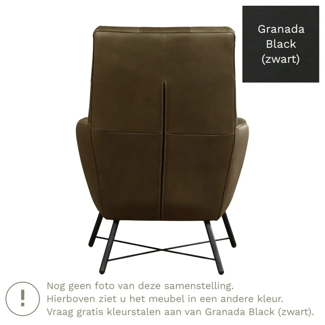 afbeelding van Leren fauteuil Proud - Granada Black (zwart)