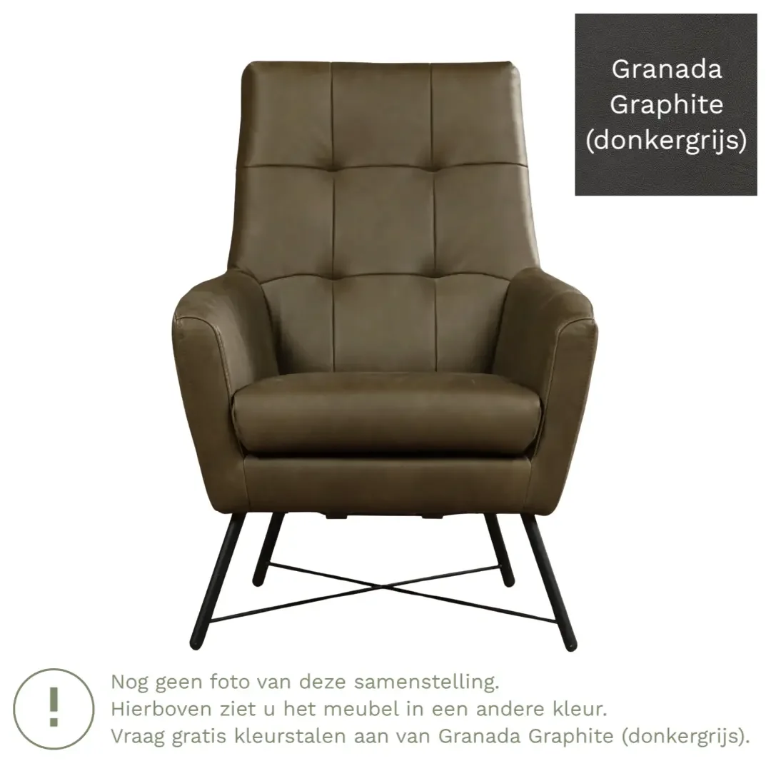 afbeelding van Leren fauteuil Proud - Granada Graphite (donkergrijs)