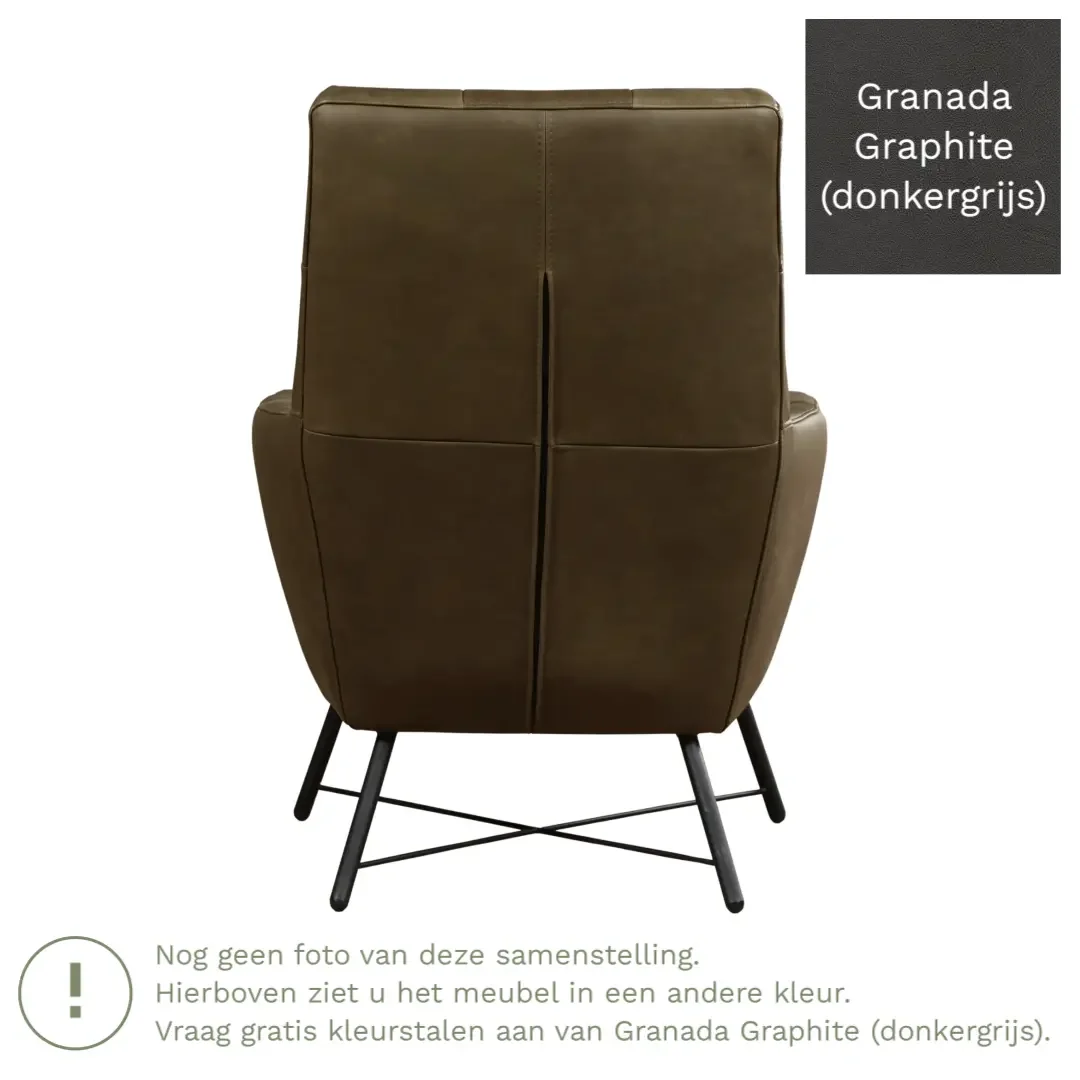 afbeelding van Leren fauteuil Proud - Granada Graphite (donkergrijs)