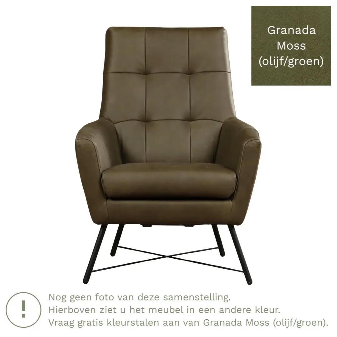 afbeelding van Leren fauteuil Proud - Granada Moss (olijf/groen)