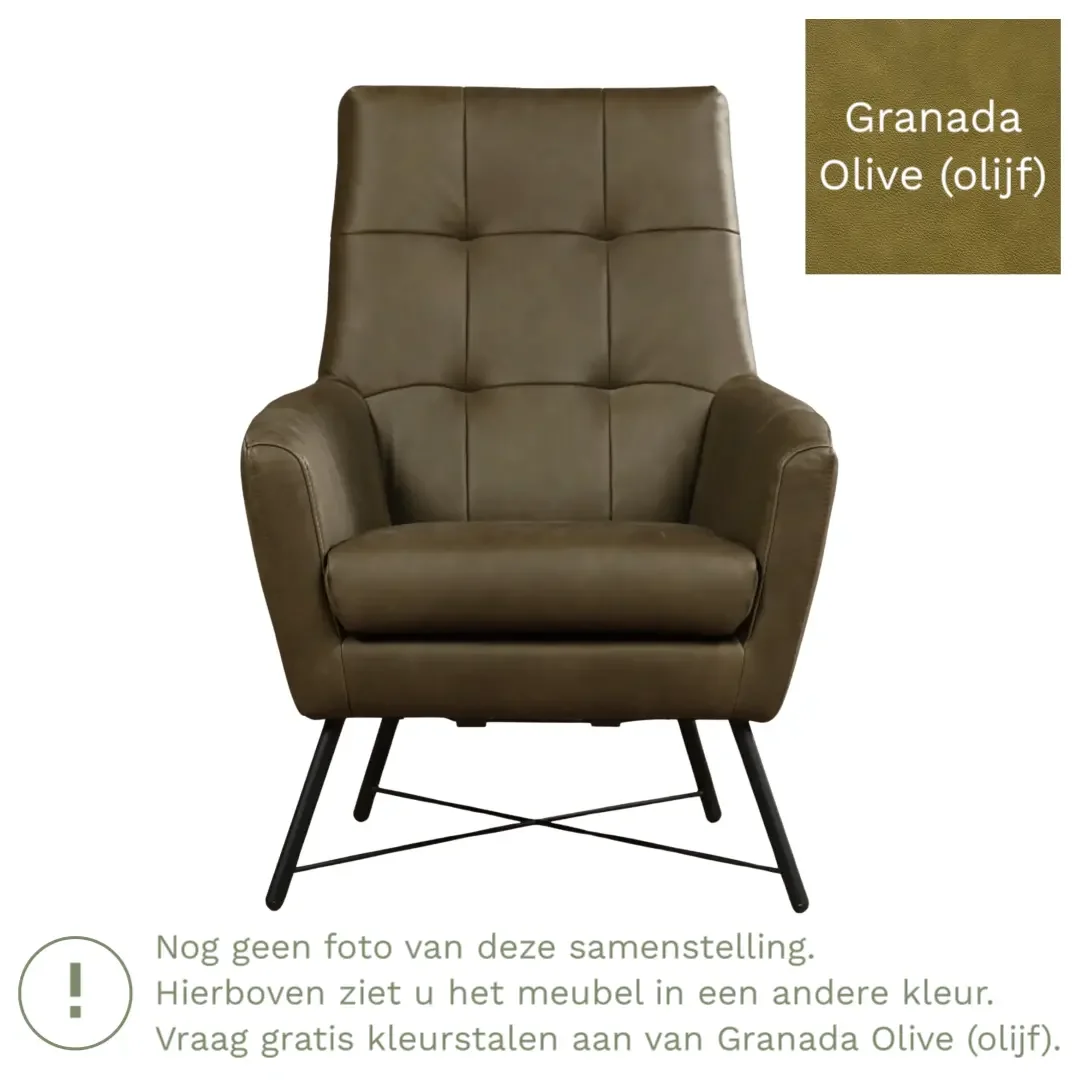 afbeelding van Leren fauteuil Proud - Granada Olive (olijf)