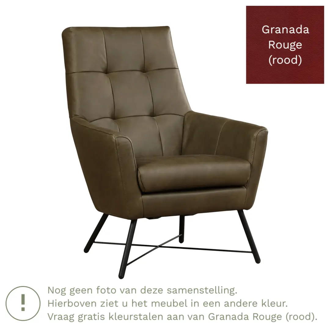 afbeelding van Leren fauteuil Proud - Granada Rouge (rood)