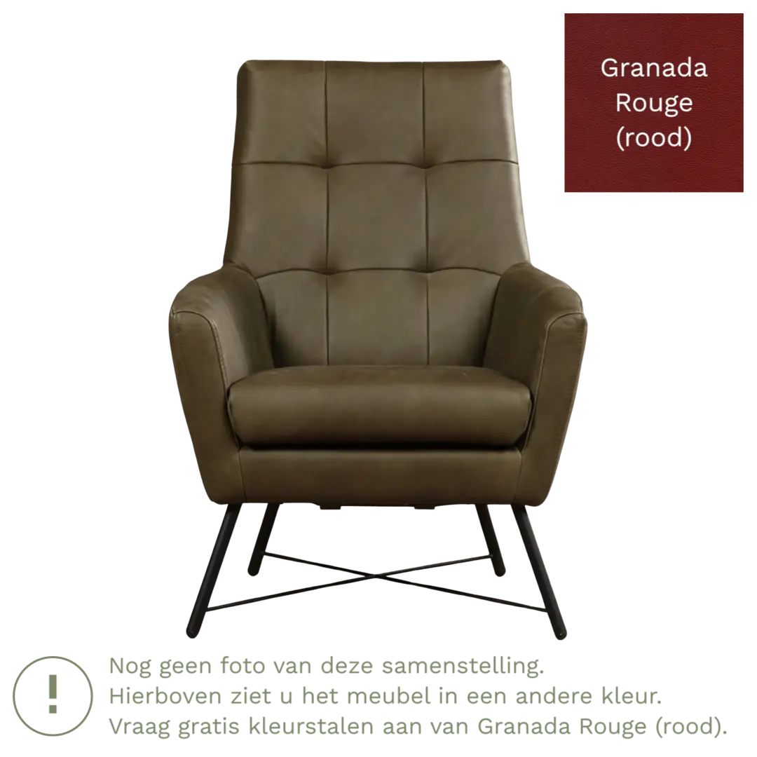 afbeelding van Leren fauteuil Proud - Granada Rouge (rood)