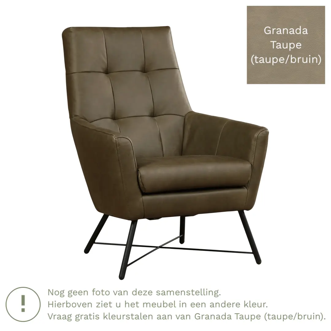 afbeelding van Leren fauteuil Proud - Granada Taupe (taupe/bruin)
