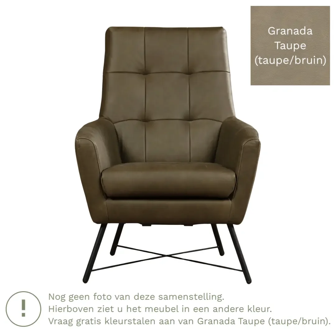 afbeelding van Leren fauteuil Proud - Granada Taupe (taupe/bruin)