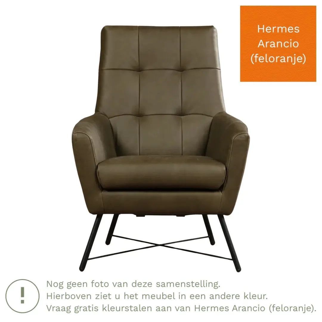 afbeelding van Leren fauteuil Proud - Hermes Arancio (feloranje)