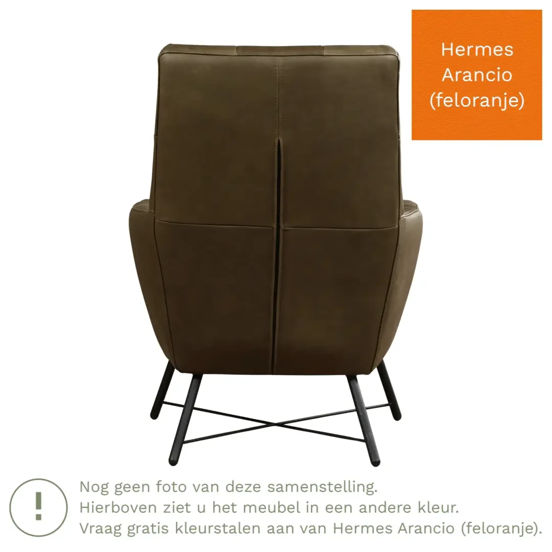 afbeelding van Leren fauteuil Proud - Hermes Arancio (feloranje)
