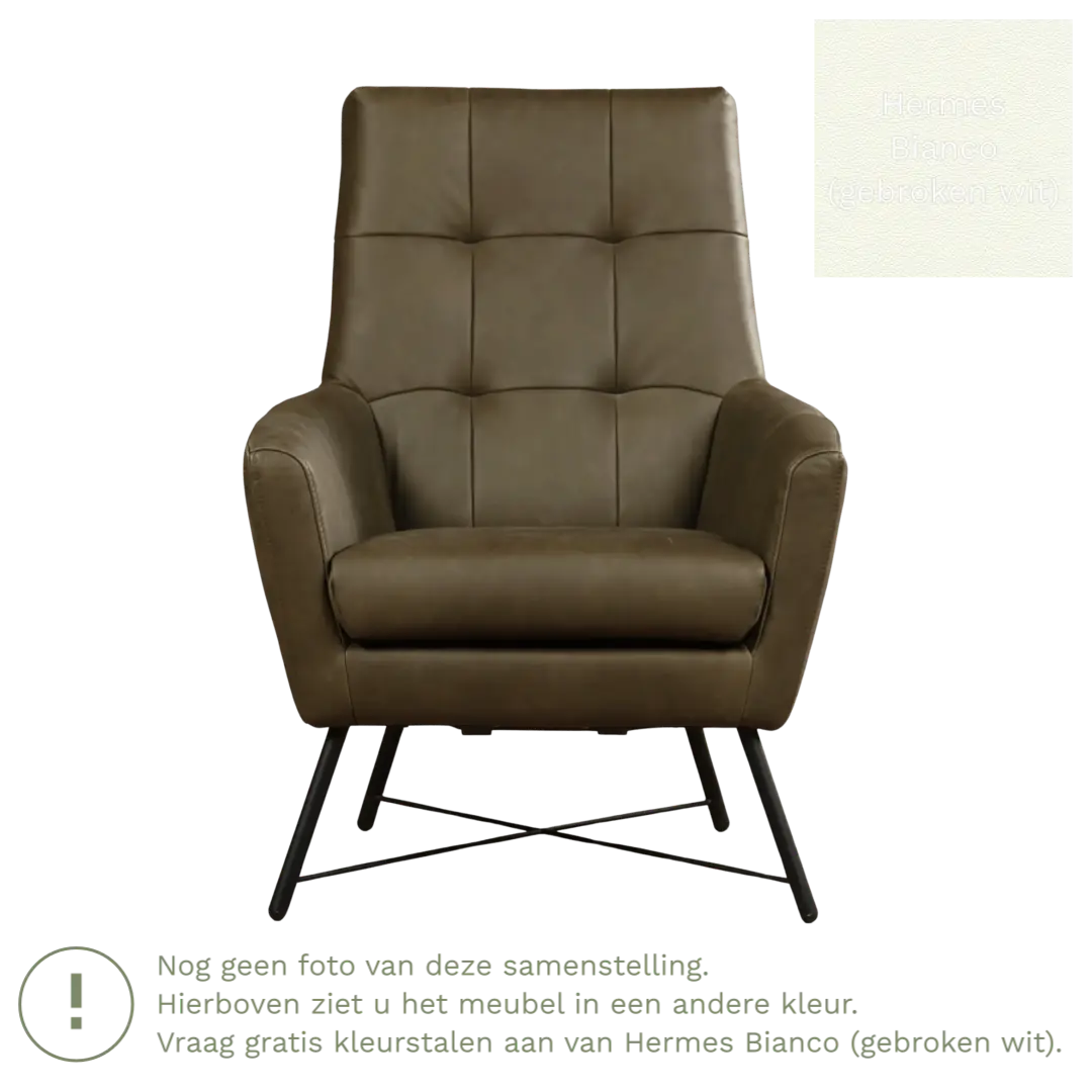 afbeelding van Leren fauteuil Proud - Hermes Bianco (gebroken wit)