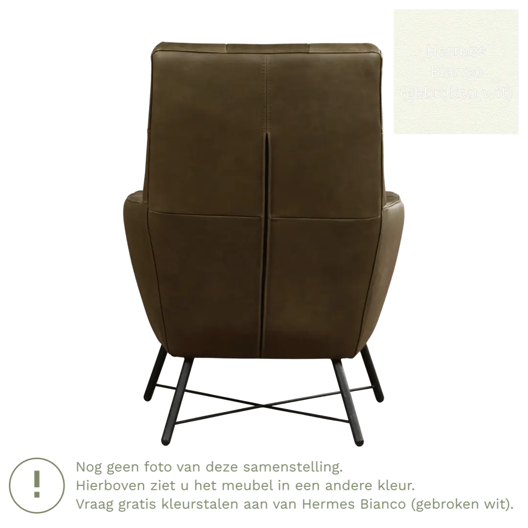 afbeelding van Leren fauteuil Proud - Hermes Bianco (gebroken wit)