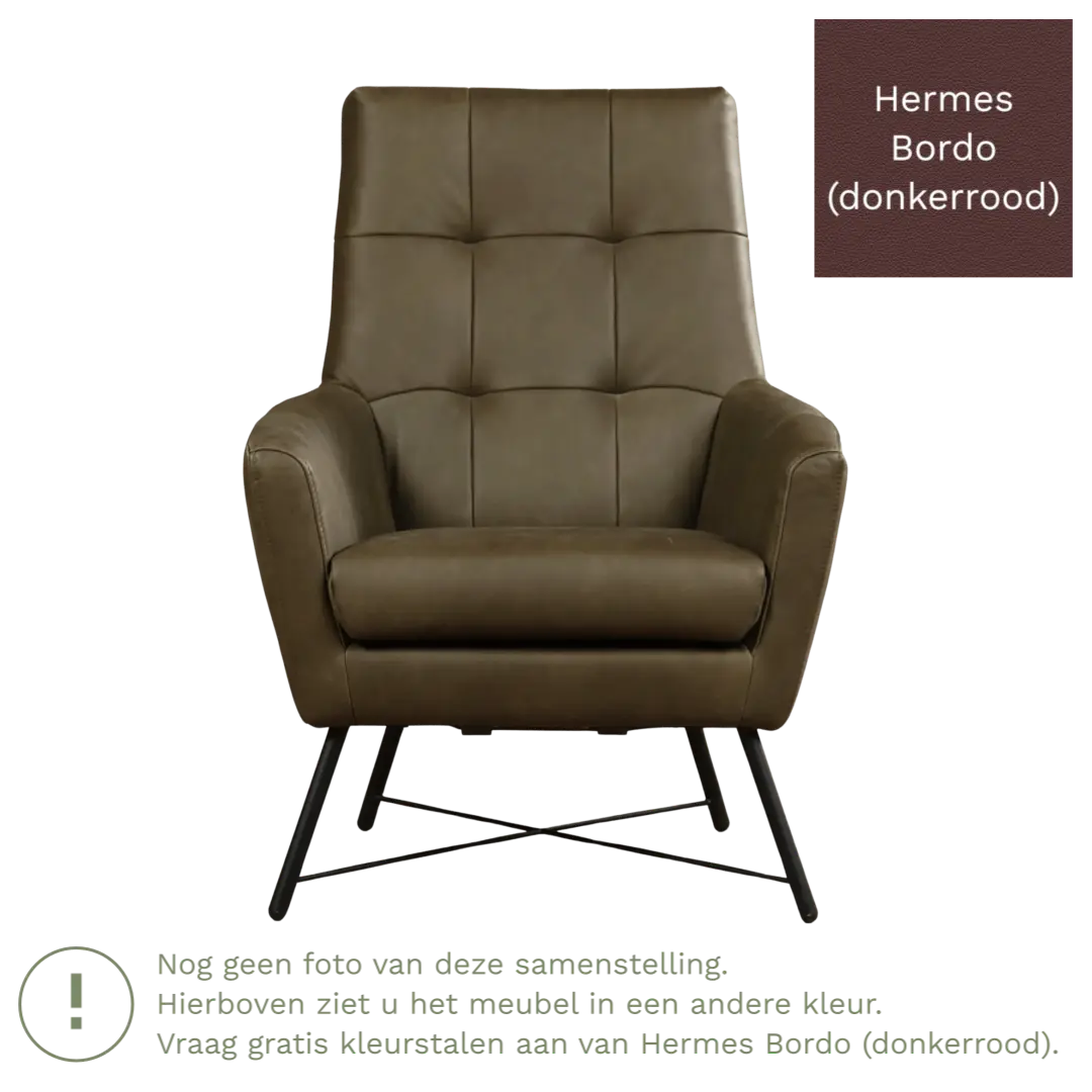 afbeelding van Leren fauteuil Proud - Hermes Bordo (donkerrood)