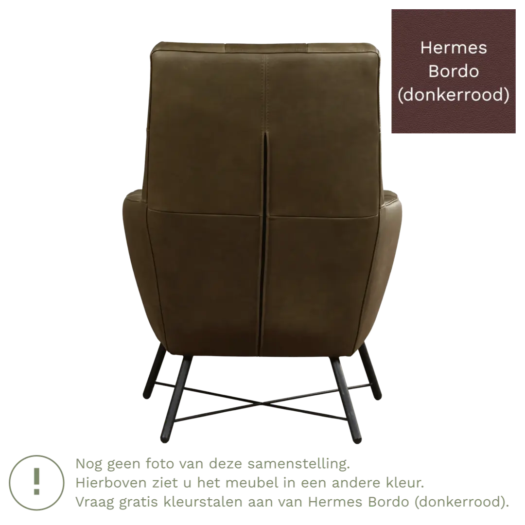 afbeelding van Leren fauteuil Proud - Hermes Bordo (donkerrood)