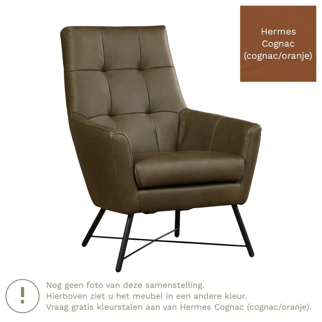 afbeelding van Leren fauteuil Proud - Hermes Cognac (cognac/oranje)