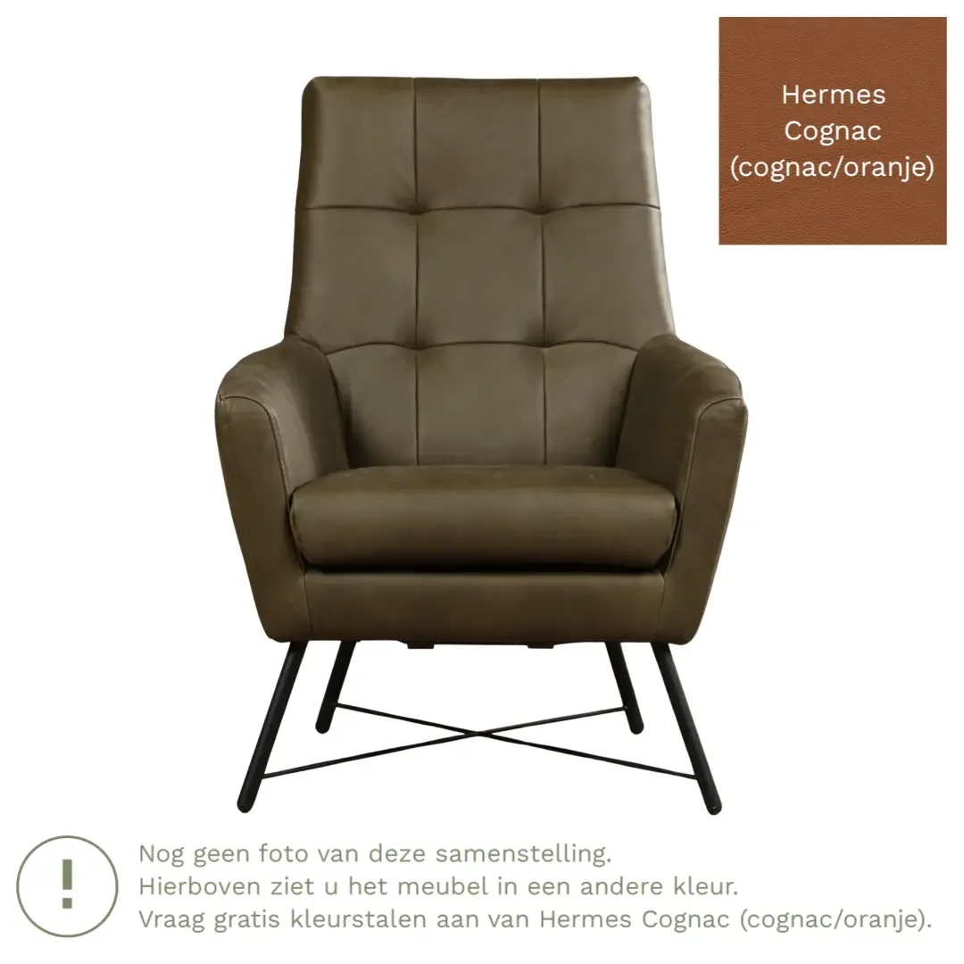afbeelding van Leren fauteuil Proud - Hermes Cognac (cognac/oranje)