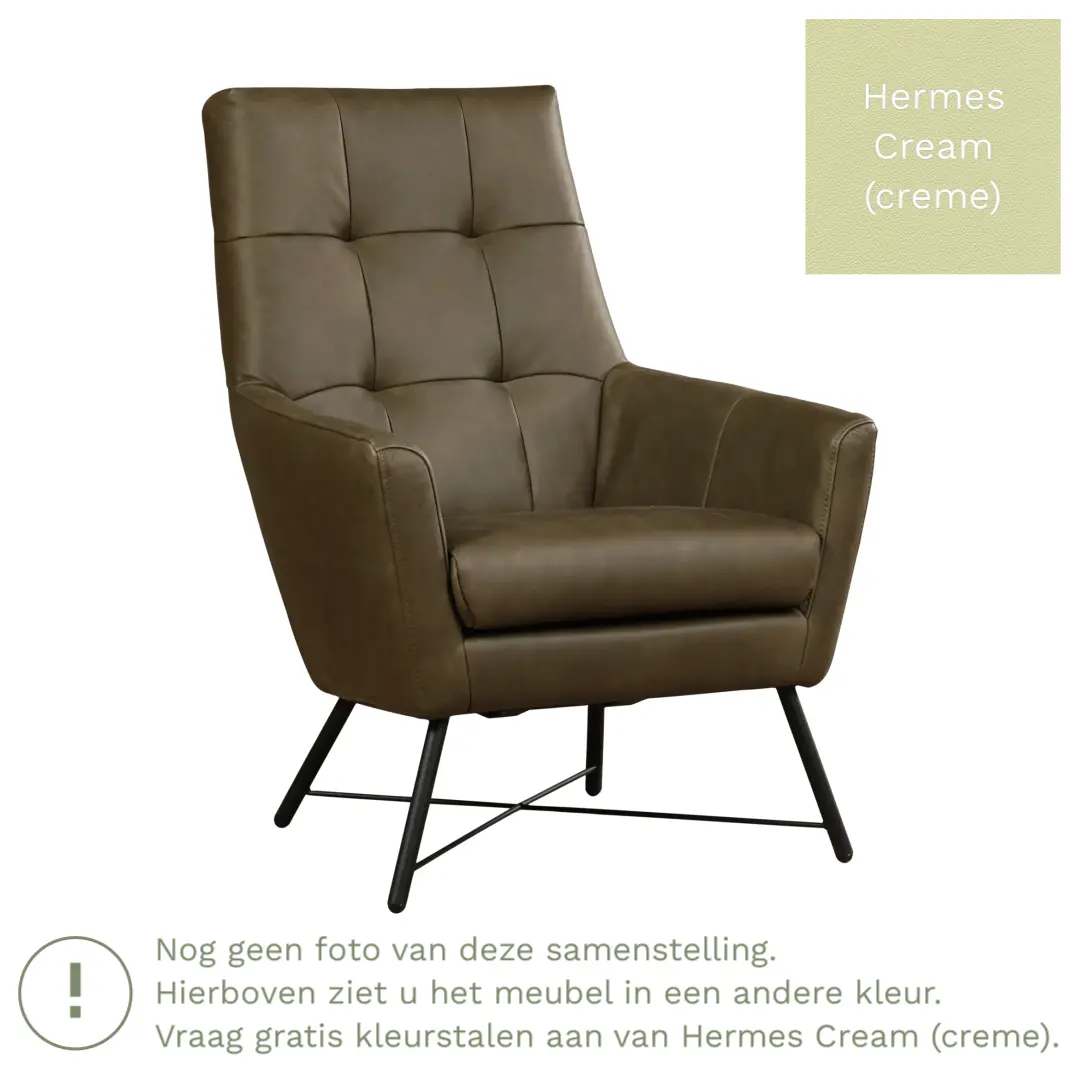afbeelding van Leren fauteuil Proud - Hermes Cream (crème)