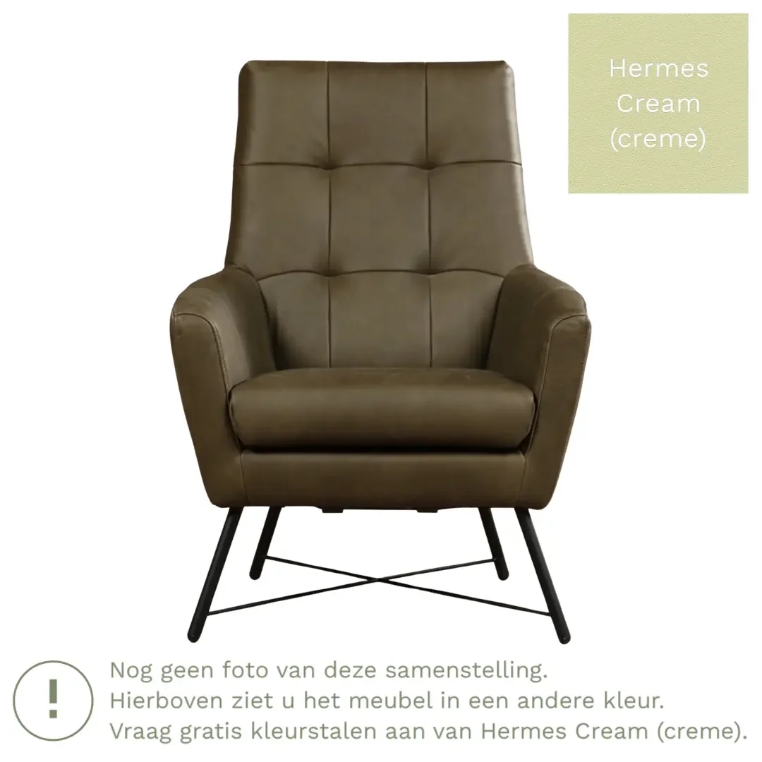 afbeelding van Leren fauteuil Proud - Hermes Cream (crème)